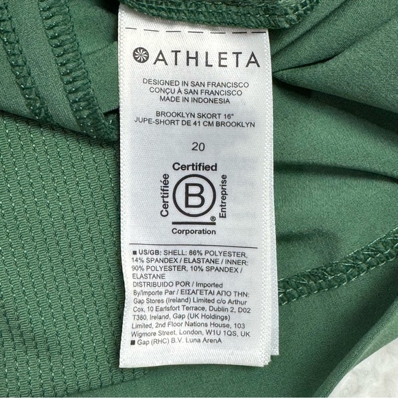 Athleta Brooklyn Skort Mid Rise 16 Color Green Size 20 Tennis Pickleball - Picture 9 of 11
